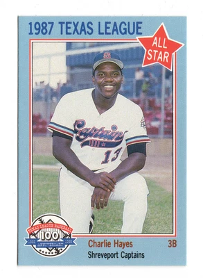 Tarjeta de novato Charlie Hayes 1987 #27 Texas League All Star Minor League Foto 1 de 2