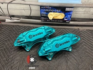 04-17 SUBARU IMPREZA WRX STI SEDAN LH RH FRONT BRAKE CALIPERS Powder Coated Teal - Picture 1 of 5