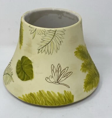 Yankee Candle Large Shade Topper Ceramic Green Dragonfly Butterfly Fern Leaf - Image 1 of 4