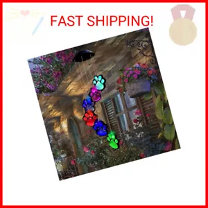 Paw Print Solar Wind Chimes for Outside, Dogs Cat Pet Pawprint Remembrance Wind - Picture 1 of 2