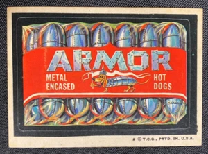 1970s Topps Wacky Packages (Set Break) Sticker Card Armor Metal Hot Dogs NM - Bild 1 von 2