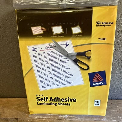 New Avery Clear Self-Adhesive Laminating Sheets 3 mil 9 x 12 10 Per Pack 73603 - Image 1 of 3