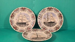 3 CHURCHILL ENGLAND CURRIER & IVES NAUTICAL DINNER PLATE 9 7/8" THEOXENA SHIP🔥 - Picture 1 of 23