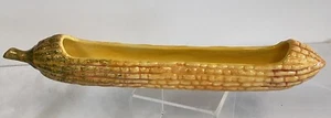 Bella Casa by Ganz Ceramic Large Olive Boat Tray Dish "Corn On the Cob" - Picture 1 of 7
