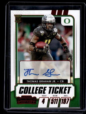 2021 Panini Contenders Draft Picks #298 Thomas Graham Jr. Rookie Auto Mint+ New - Image 1 of 2