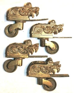 Juego 4 PIES, RUEDA. Latón macizo, pie de pata para sofá, mesa, neoclásico, c1800 - Imagen 1 de 12