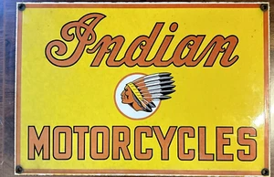 Letrero Indian Motorcycle Acero Metal Amarillo - 8 1/8 x 12 Vintage y Usado - Leer - Imagen 1 de 15