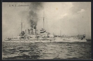 Postal buque de guerra SMS Frisia Oriental en el mar 1915 - Imagen 1 de 2