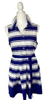 Vestido Camisa Milly 12 Azul Blanco Rayas Corto Plisado Náutico Resort Clásico Foto 1 de 4