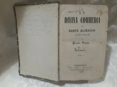 DIVINA COMMEDIA DI DANTE ALIGHIERI CON NOTE DI PAOLO COSTA - NAPOLI - 1857 - Immagine 1 di 2