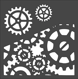 8"x8" Clear Plastic Stencil - Cogs & Gears (SN294) - Picture 1 of 2