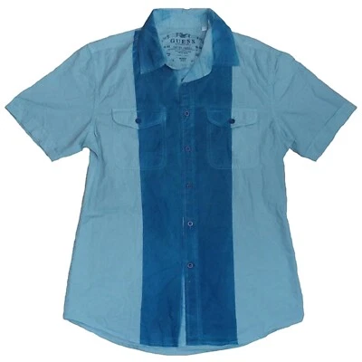 Guess Men's Two Tone Blue Short Sleeve Button Down Shirt-XS-NWT - Image 1 of 3
