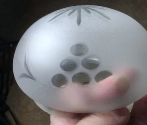 Vintage Frosted Round Ceiling Light Glass Shade 6.25" Flush Mount Star Deco - Picture 1 of 5