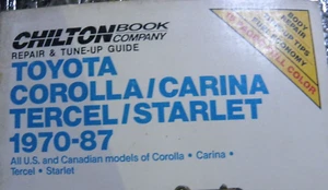 Chilton Toyota 1870-1987 Corolla Carina Tercel Starlet Repair Manual Book Tuneup - Picture 1 of 6