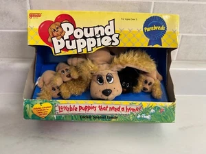 Vintage Galoob 1997 Pound Puppies Purebreads Cocker Spaniel Family in Box - Read - Picture 1 of 8