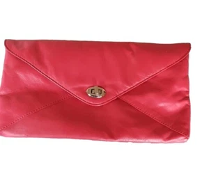 Serra Ladies Leather Watermelon Clutch Bag / Envelope Bag - Like New - Picture 1 of 11