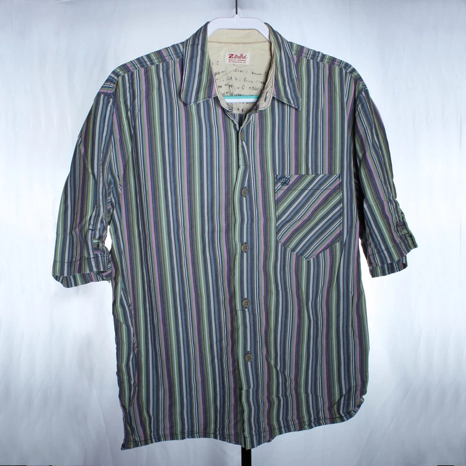 Camisa informal de playa a rayas multicolor XL marca Z para hombre manga corta con botones Foto 1 de 4