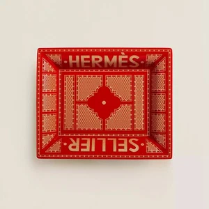 Hermes Sellier Change Tray Rouge Jewelry Ashtray Plate - Picture 1 of 2