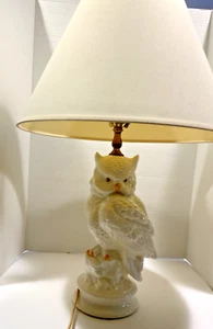 Vintage Mid-century Ceramic White Owl lamp 26" H - Picture 1 of 5