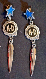 Orecchini pendenti Harley Davidson in argento e turchese - Foto 1 di 3