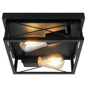 Industrielle schwarze Deckenleuchte eckig 2 Leuchtkasten Laterne Unterputz K438 - Bild 1 von 13