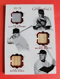 MICKEY MANTLE ROGER MARIS ELSTON HOWARD GAME USED BAT JERSEY CARD #9/20 FLAWLESS - Picture 1 of 2