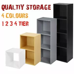 Oxford Cube Bookcase 1 2 3 4 Tier Shelf Display Wood Furniture Storage Unit BooK - Picture 1 of 25