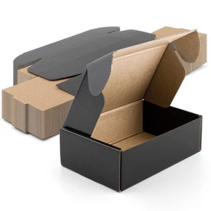 , 6x4x2 Black Shipping Boxes 26 Pack, Corrugated Cardboard Mailing Box for Sm... - Picture 1 of 7