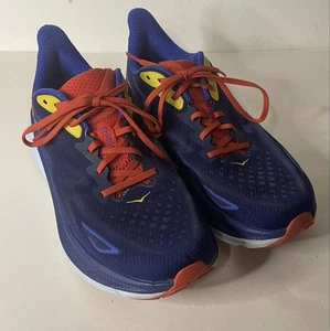 Hoka Clifton 9 Blue Red Yellow Running Shoes Sneakers 1127895/BBDGB Mens Sz 11D - Afbeelding 1 van 24