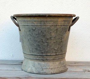Nostalgie Zink Kübel Rost Antikstil Pflanzgefäß Vorratsbehälter Trockenblumenvas - Bild 1 von 3