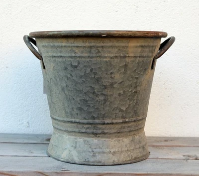 Nostalgie Zink Kübel Rost Antikstil Pflanzgefäß Vorratsbehälter Trockenblumenvas - Bild 1 von 3