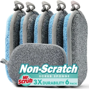 Sponges Kitchen Dish Sponge for Washing Dishes 6 Pack, Grey & Blue  - Picture 1 of 6