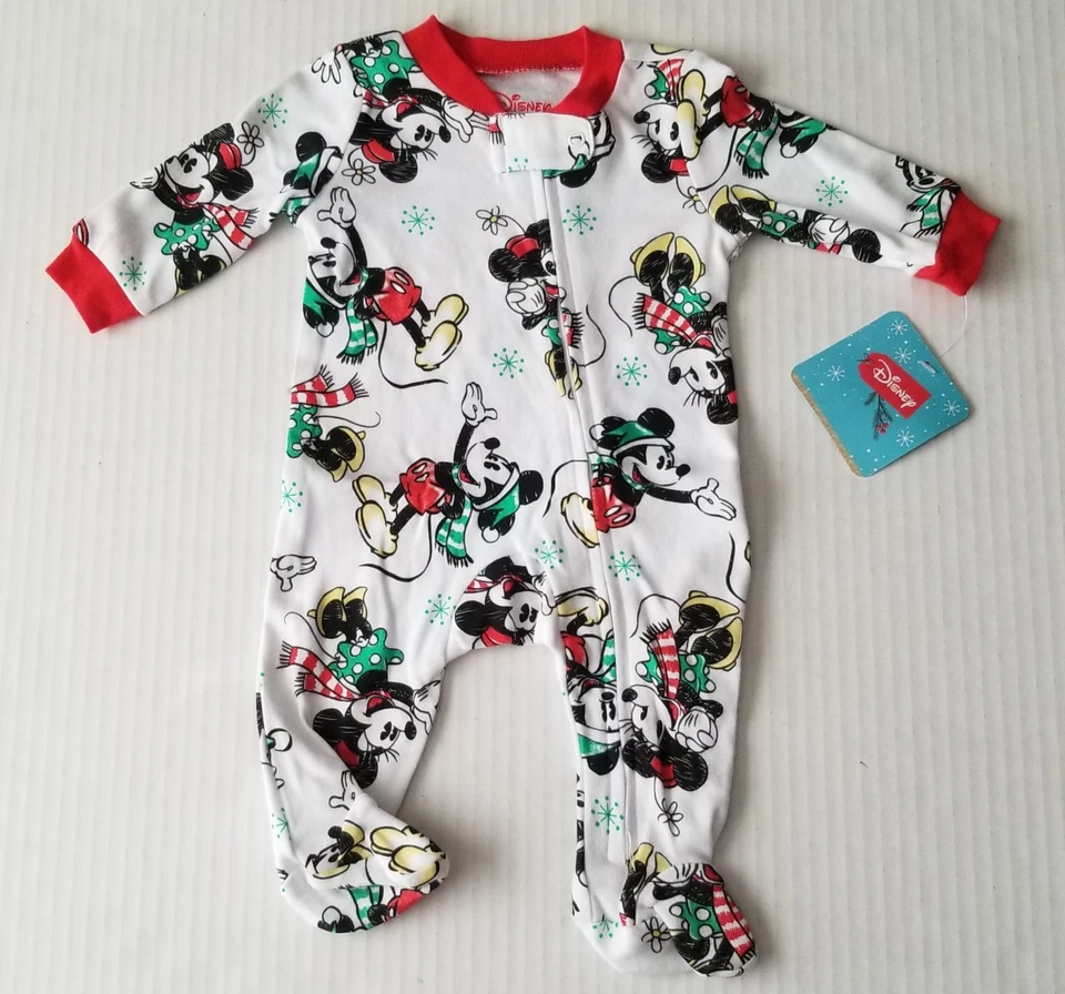 Disney Mickey and Minnie Holiday Sleeper Talla Recién Nacido NUEVO Foto 1 de 2