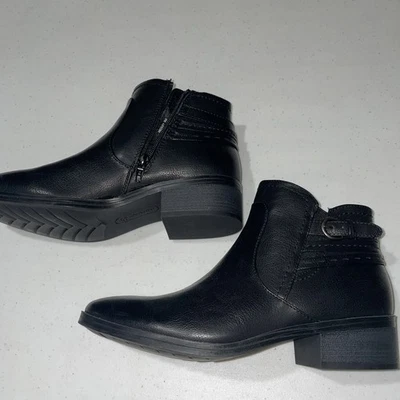 Baretraps 黑色 Medley 靴子踝靴 9M 码方跟侧拉链扣 — 第 1/4 张图片