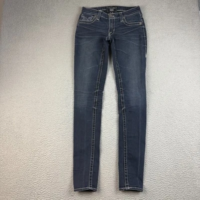 Pantalones de mezclilla ajustados Big Star Jenae lavado oscuro elásticos tiro medio punto grueso para mujer 26L Foto 1 de 4