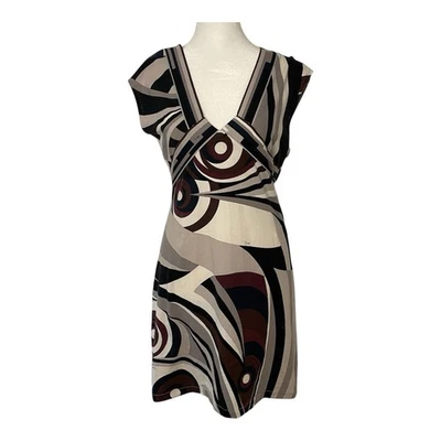 Emilio Pucci Women Cotton Geometric V-neck Dress Y2K Size IT 40 US 6 small - Image 1 of 4