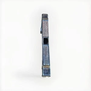 Vintage Silver Tone Gold Black Geometric Tie Clip Dress Shirt Art Deco - Picture 1 of 8