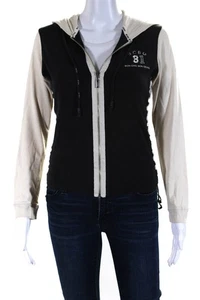 BCBGMAXAZRIA Women's Hood Long Sleeves Full Zip Sweatshirt Black Size S - Picture 1 of 7