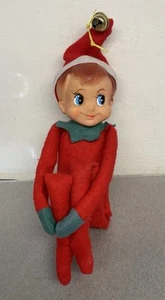 Vintage Christmas Knee Hugger Elf Ornament Holiday Collectible Pixie - Picture 1 of 6