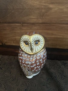 Royal Crown Derby Barn Owl con Tapón Dorado, Colección Pisapapeles Imari - Imagen 1 de 7