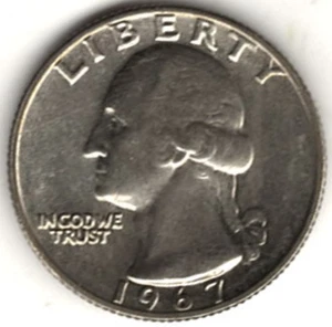 1967 WASHINGTON QUARTER IN BU CONDITION ~ PLEASE SEE THE SCAN  stk 3 - Picture 1 of 4