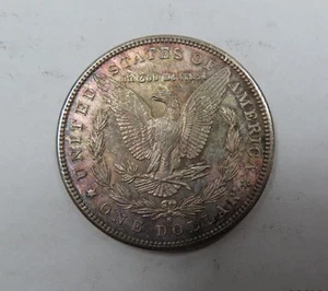 USA Large Silver Morgan Dollar 1881 S San Francisco Eagle Red & Blue Toning Rare - Picture 1 of 3