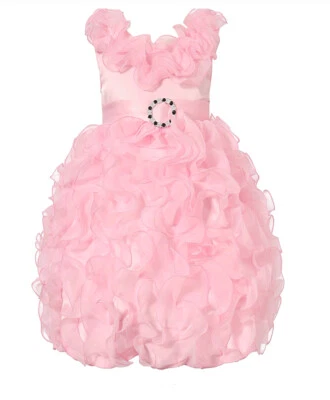 Vestido de dama de honra Richie House meninas fantasia cascata babado rosa - Imagem 1 de 4