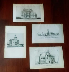 4 Vintage Book plate Drawings New Mexico Santa Fe Agriculture College Las Cruces - Picture 1 of 3