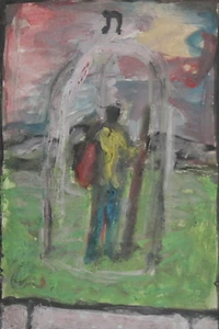 Mitte XX Jahrhundert Abstrakte Gouache Gemälde Figur - Bild 1 von 10