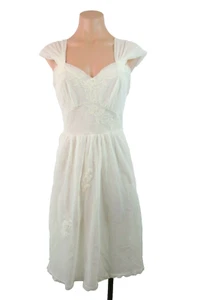 Vintage 70er MISTEE Slip Gr. 4/34 doppellagig Chiffon Spitze Empire Taille Brautkleid - Bild 1 von 11
