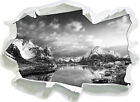 Paysage de Neige en Une Campagne Norvège Art B&w - 3D-Look Papier Sticker Mural