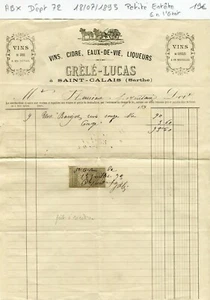 Dépt 72 - Saint Calais - Petite Entête Secteur des Vins & Alcools du 18/071893 - Picture 1 of 1