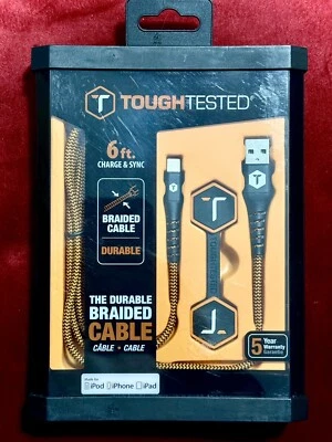 ToughTested 6ft TT-FC6-IP5 Durable Braided USB Lightnin Cable iPhone/iPod/iPad - Image 1 of 2