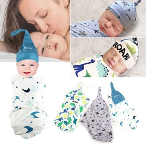 Baby Swaddle Blanket for Newborn Babies with cap Hospital Receiving - Picture 1 of 18